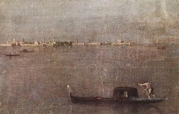 Gondole dans la lagune école vénitienne Francesco Guardi Peinture à l'huile